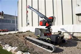 the GGR T-Crane 1060 will pick and carry its load on slopes upto 15 degrees in all directions