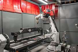 Welding robot at the Jekko factory in Italy
